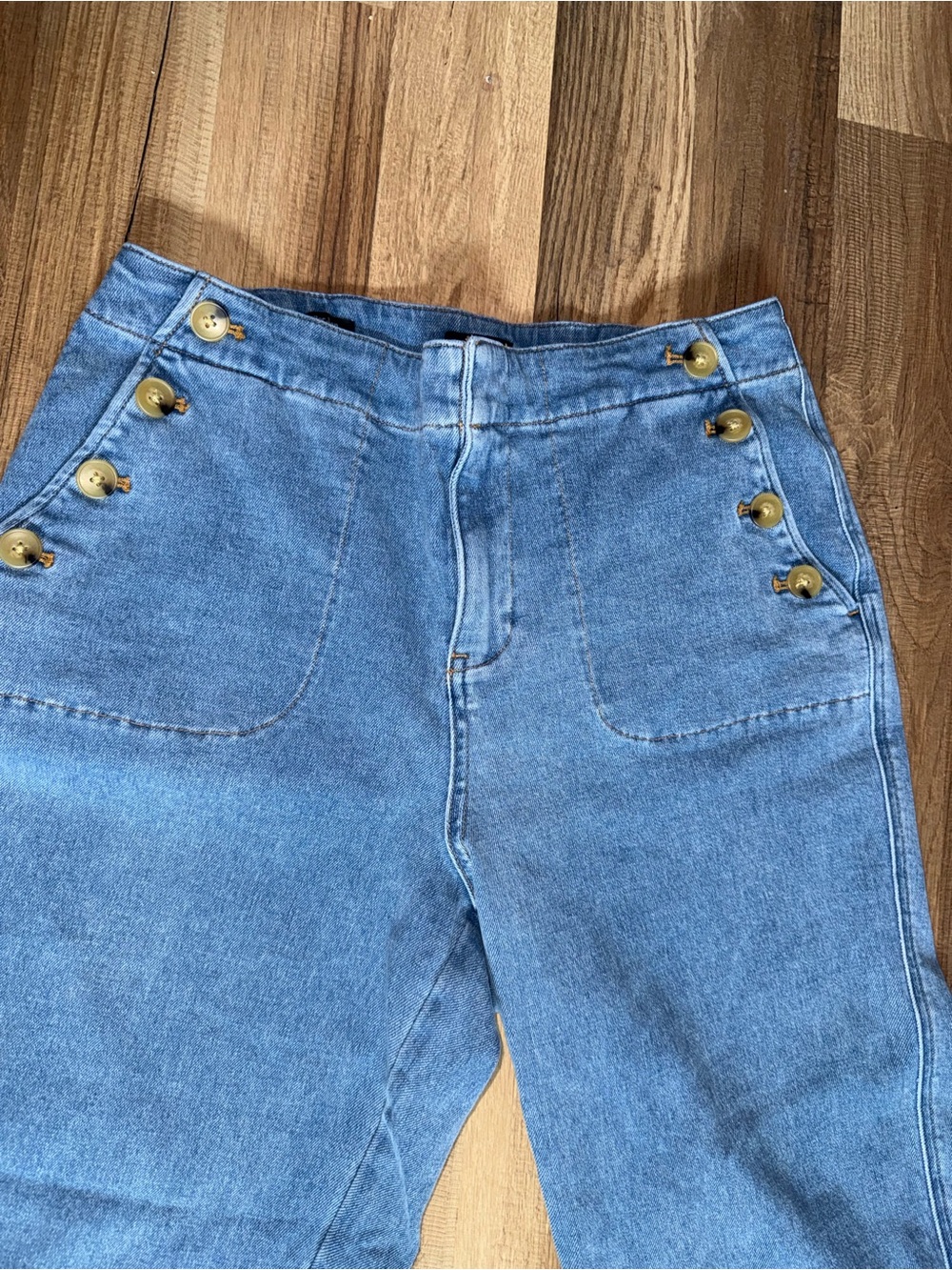 Talbots High-Waist Sailor Button Denim Jeans - Light Blue - Picture 2 of 9
